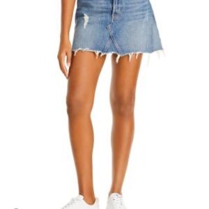 GRLFRND Eva Denim Frayed Hem A-Line Skirt
